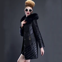 Женская зимняя куртка, европейский Топ, новая длинная пуховая теплая парка, пальто, тонкая женская повседневная куртка с воротником енота Nagymaros YYJ0008