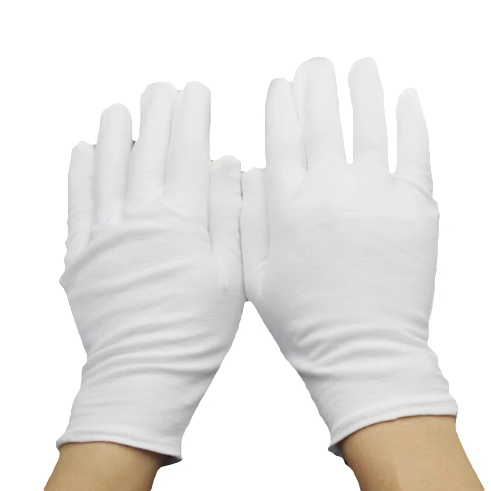 Горячая Распродажа, модные мужские и женские белые хлопковые этикеты, перчатки для официантов/водителей/ювелирных изделий/рабочих, перчатки на полный палец - Цвет: Белый