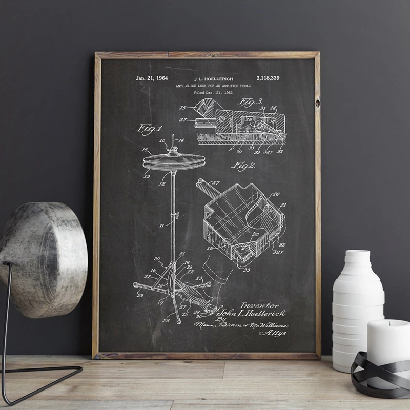 Hi Hat Cymbal Stand and Pedal Patent Print