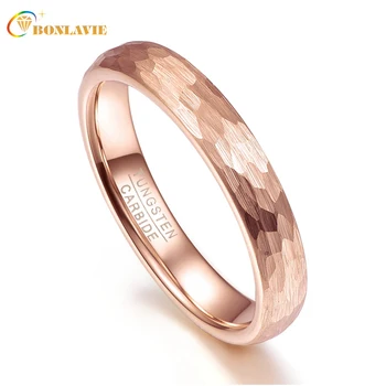 

Rose Gold Geometric Figure 4mm Width Men Women Rings Tungsten Carbide Anillos para hombres Wedding Bands Drop Shipping