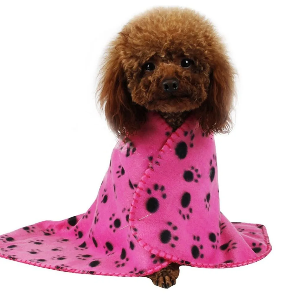 

Dog Cat Paw Printed Fleece Cozy Couture Blanket Mat Dog Beds Mats