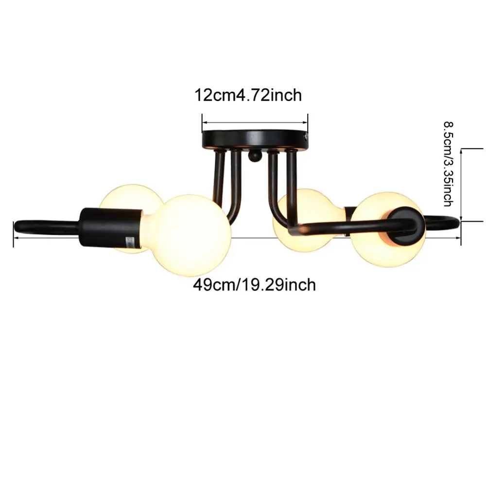 Современная индивидуальная лампа для спальни, креативная потолочная лампа для учебы, простое Скандинавское освещение, кованая лампа для столовой, гостиной - Цвет корпуса: A 4L black