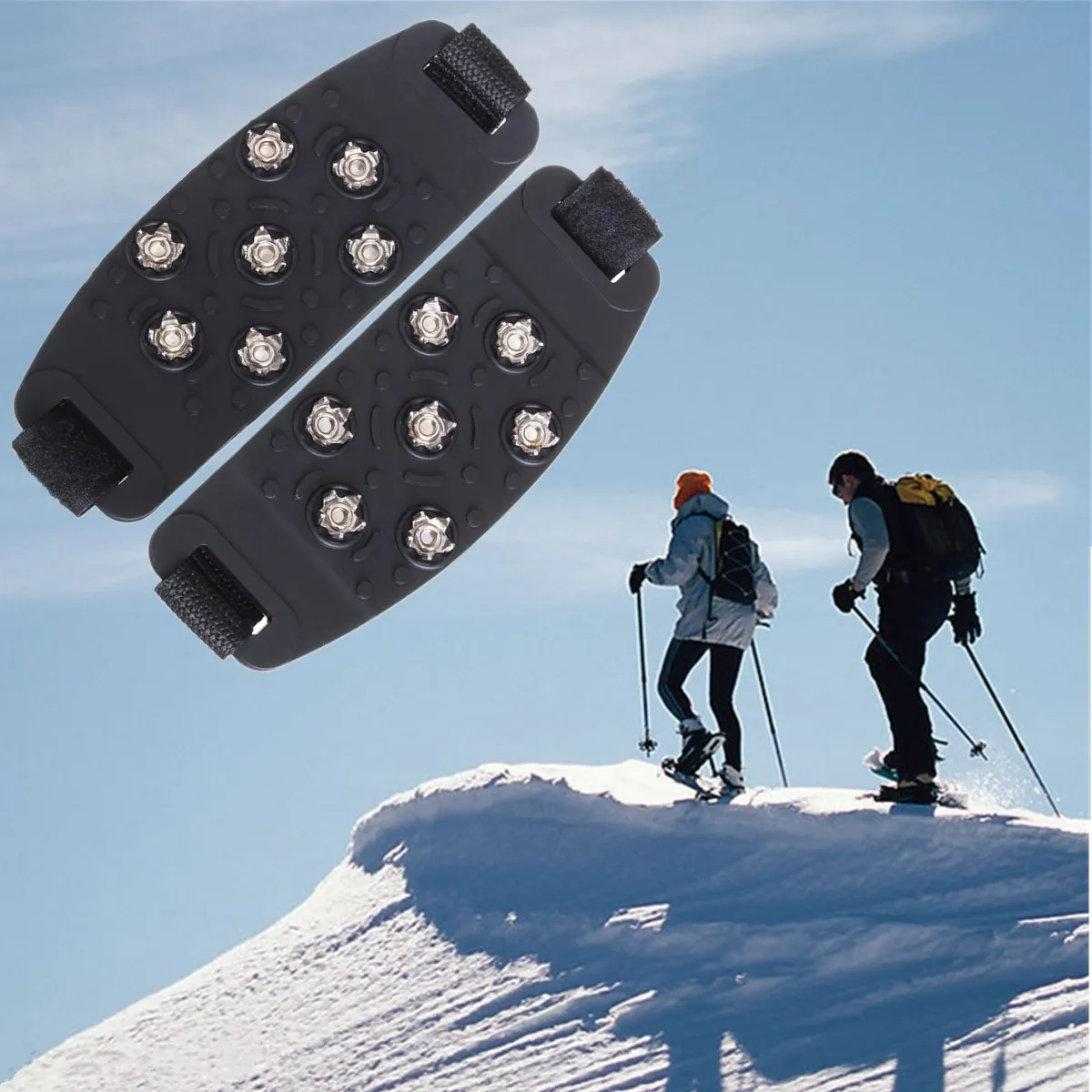 

BSAID 1 Pair Ice Gripper 7-Teeth Snow Ice Crampons Elastic Rubber Anti Slip Walking Cleat Shoe Spikes Grips For Climbing Hiking