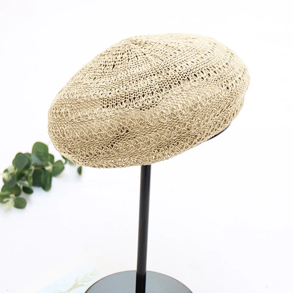 Берет, шапка во французском стиле, шапка бини, одноцветная шапка для женщин и девушек, летняя пляжная шляпа с большими широкими полями, шляпа от солнца