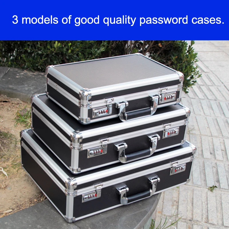 

Aluminum Tool case suitcase toolbox password box File box Impact resistant safety case equipment Instrument remote storage box