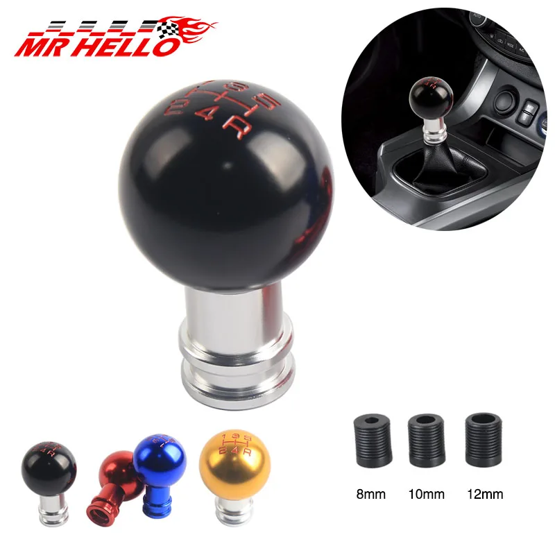 

mrhello POWER Chrome 50MM Universal Spherical Drop Style Car Manual Automatic MT Gear Shift Knob 5 Speed