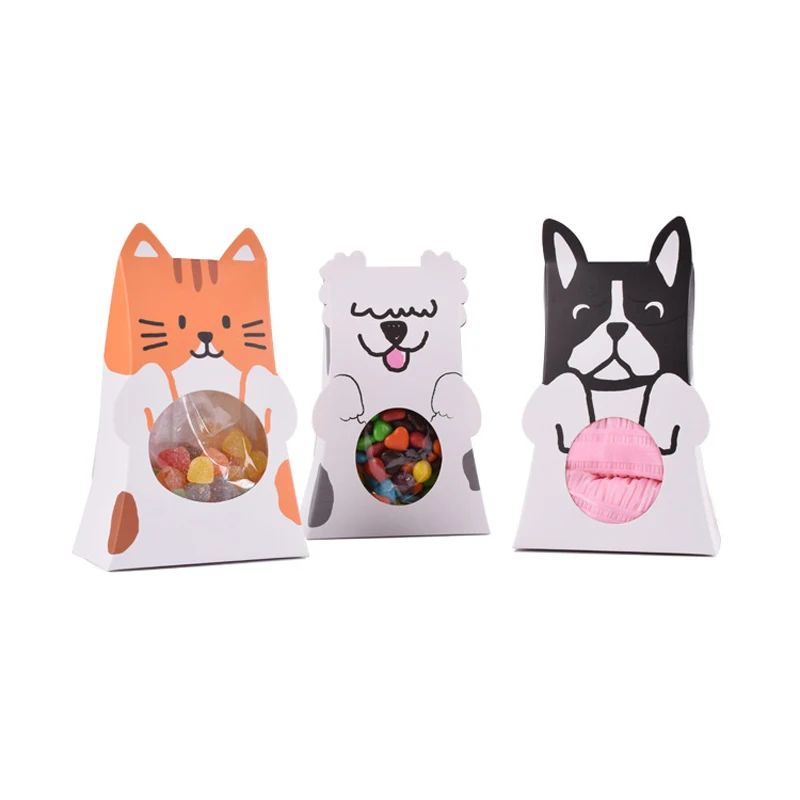 10 шт Kawaii Домашние животные подарочные коробки для конфет собаки кошки складные бумажные упаковочные коробки десертные пакеты для упаковки выпечки офисные школьные принадлежности