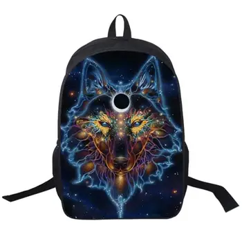 

Wolf Husky Printing Backpack Men Women Street Rock Backpack Pug Backpacks For Teenager Girls Boys School Bags Hip Hop Backpacks