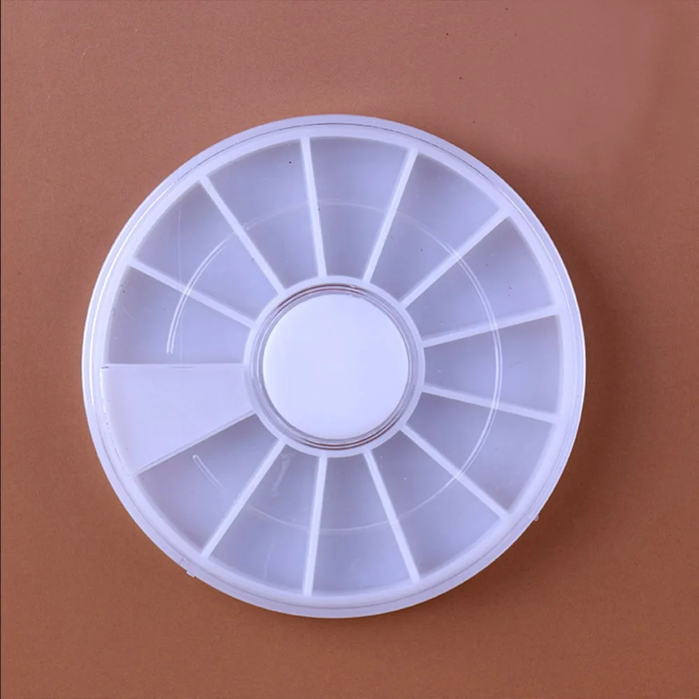 

5Pcs Empty White Rotatable Wheel Box 12 Grids Case Nail Rhinestones Container Storage Boxes For Rhinestones Box For Jewelry