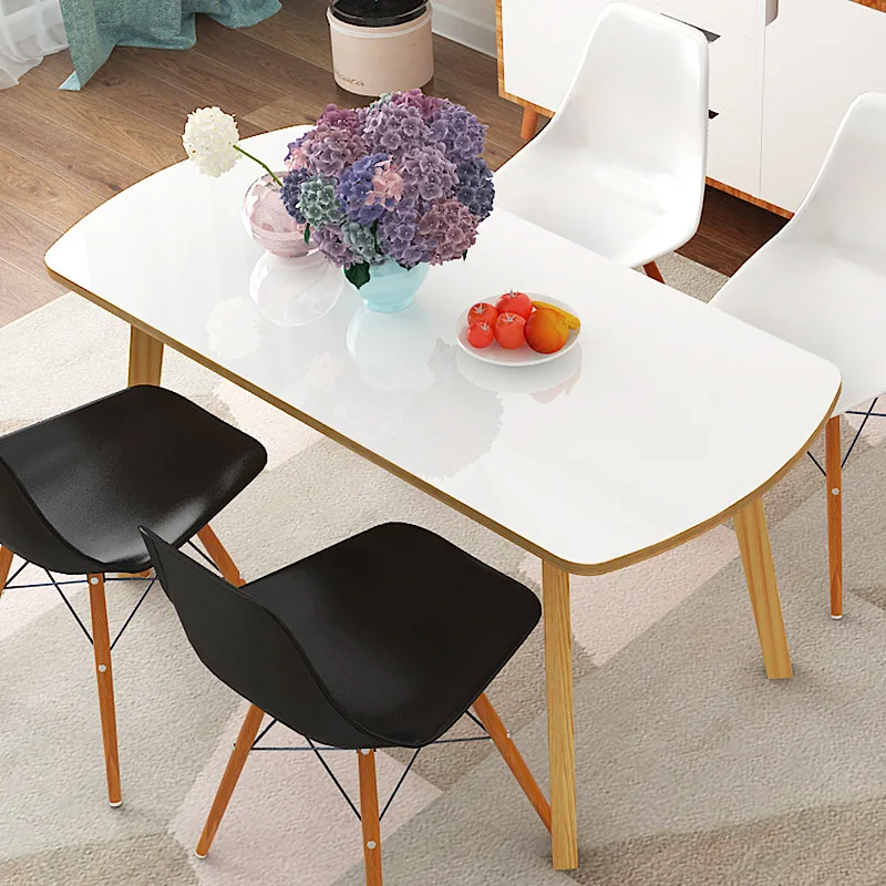 LK583 Home Restaurant European Dining Table Solid Wood Leg Coffee Table High Quality Baking Varnish Desktop Computer Desk