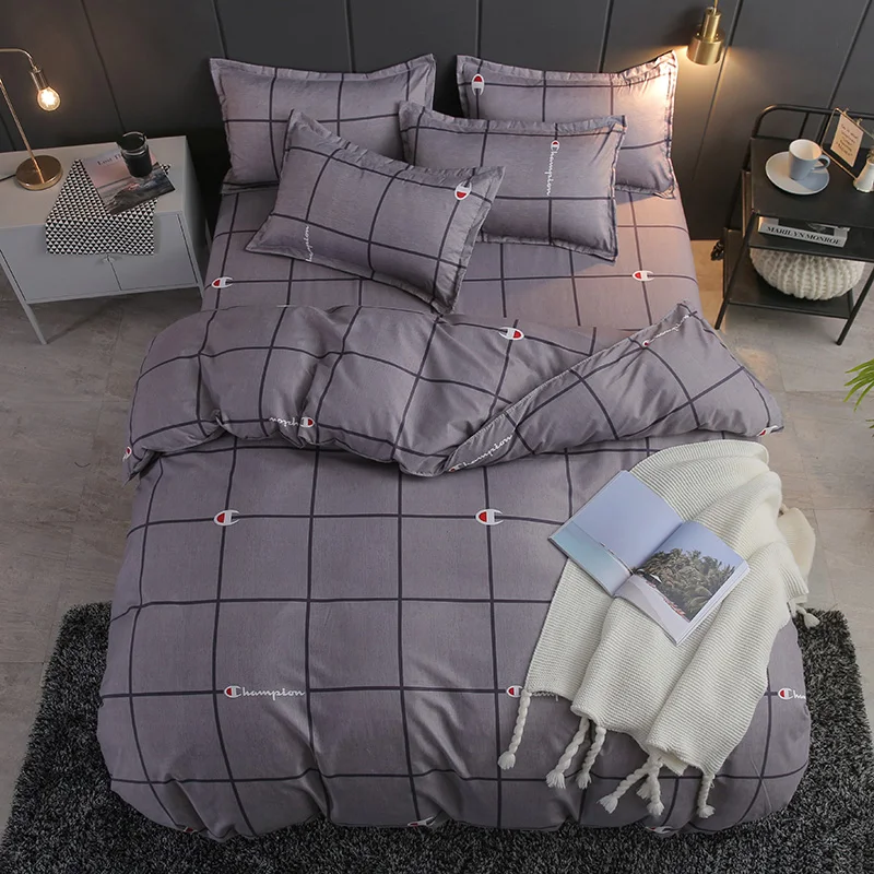 Pink Double Bed Winter Thickening Letter Dream Duvet Cover+ Bed Flat Sheet+ Pillow Case Twin Full Queen King size