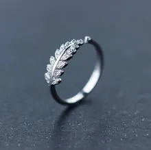 Shuangshuo New Arrival Silver Plated Rings for Women Girl Jewelry Crystal Stone Leafs Rings Adjustable Ring Engagement Ring
