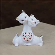 Красивая Фарфоровая статуэтка для влюбленных котов, керамическая статуэтка для влюбленных, скульптура кошки, украшение ручной работы, украшение для настоящего интерьера