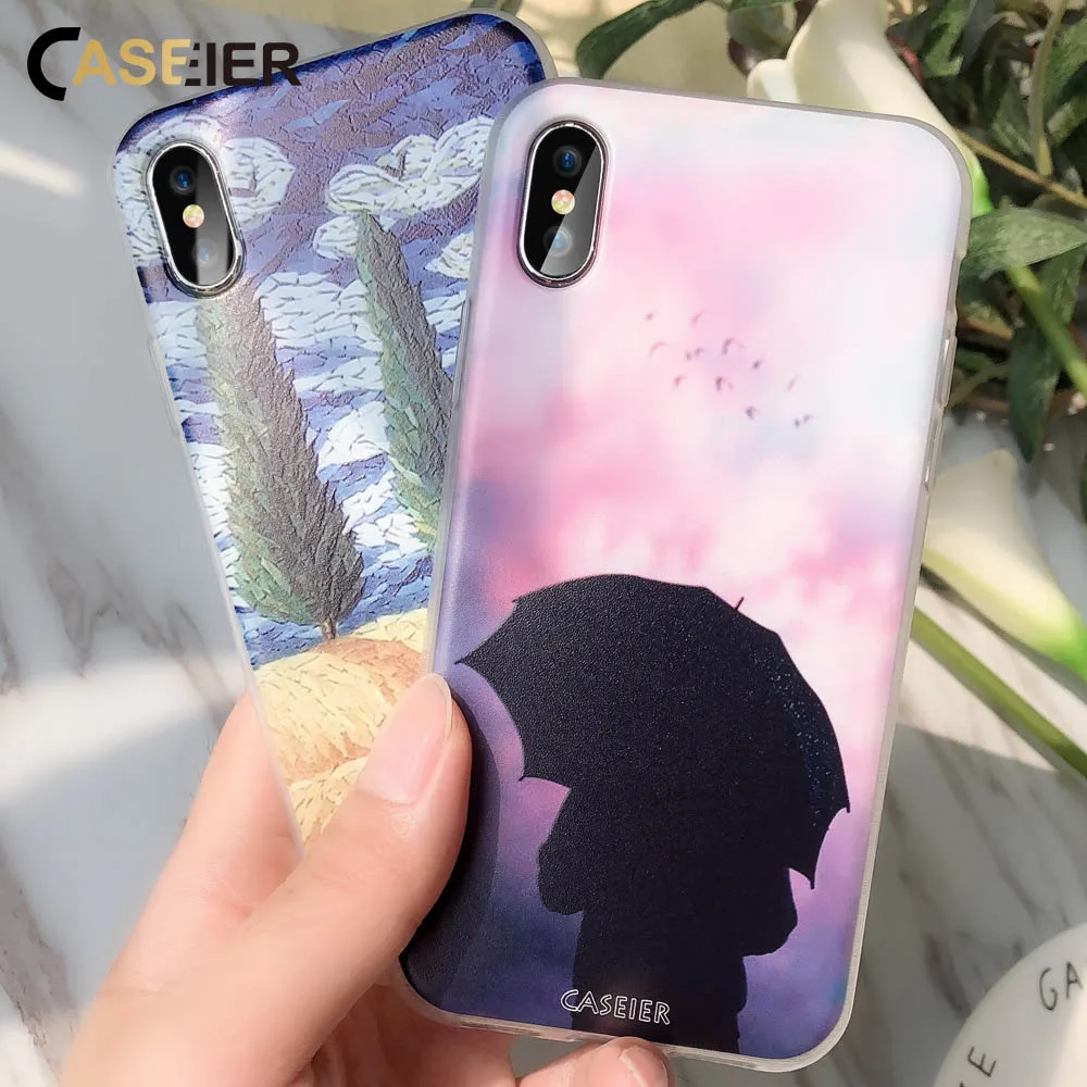 Роскошный мягкий чехол caseier для iPhone 5S 5 6 s 6s 7 8 Plus X SE силиконовые чехлы с рисунком |