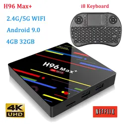 H96 Max плюс Smart Android 8,1 ТВ коробка RK3328 4 GB 32 GB телеприставки Wi-Fi HD 4 K H.265 USB 3,0 H96 Макс Медиа плеер с i8 Клавиатура