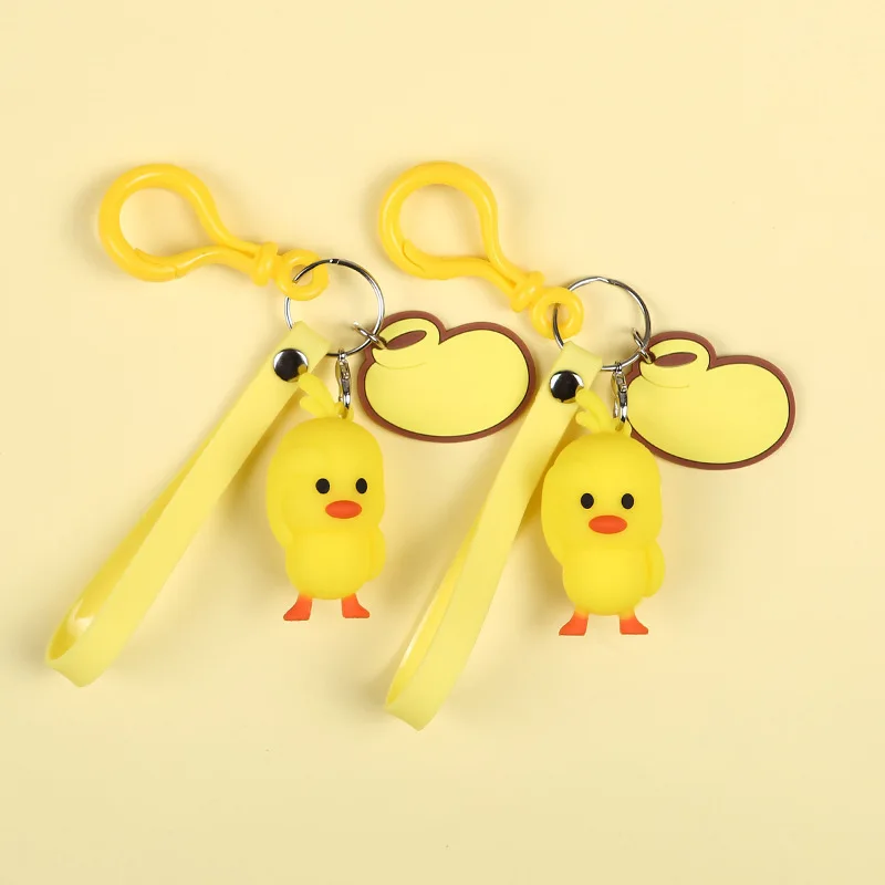 

Little Yellow Duck Keychain Charm Pendant Decorative Silicone Key Chain Ring Fit Women Bag Accessory