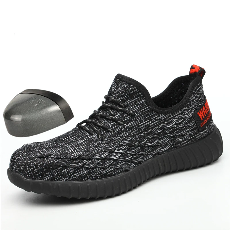 

Breathable Work Boots Steel Toe mid-plate Anti-slip Anti-smashing Wilderness Survival Men Safety Shoes #RF118