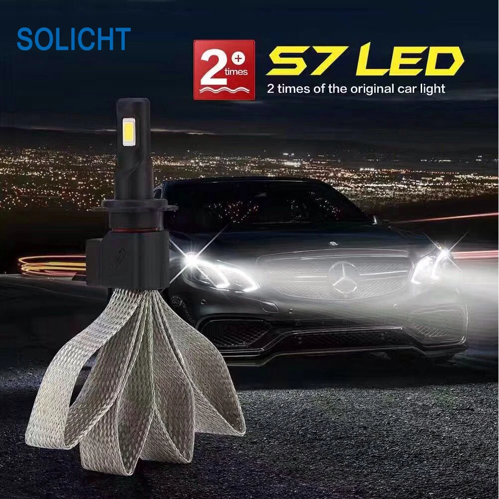 SOLICHT 60 Вт 6400lm COB S7 Автомобильные светодиодные лампы головного света H1 H3 H4 H7 880/881 H11