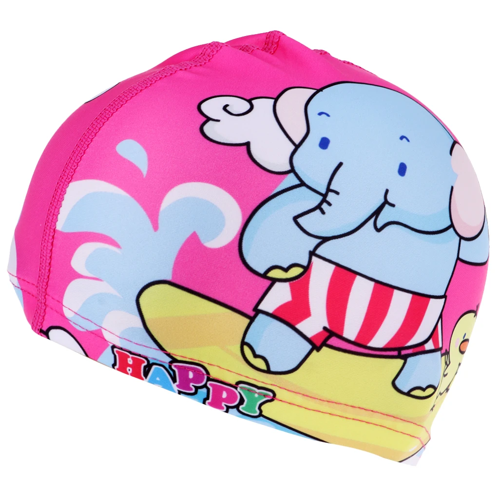 Girl Boy Cartoon Swimming Hat UV Protection Quick-Dry Swim Pool Caps with Cute Girls Elephant Print Kids Watersports Bath Beach