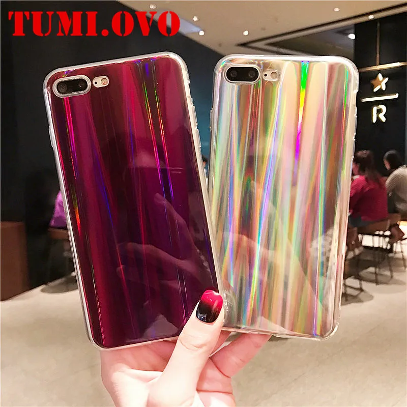 

Luxury Aurora Glitter Phone Case for iPhone X Cases for iphone 6 6S 7 8 Plus 5 5S 5SE Soft TPU Laser Shining Silicone Back Cover