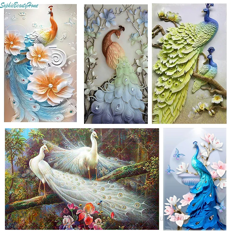 

5D animal painting diamond DIY embroidery diamond mosaic painting peacock pattern mosaic square full rhinestone decoration