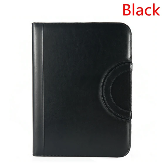 A4 папка-папка из искусственной кожи портативный менеджер Padfolio офисный органайзер для документов портфель с калькулятором - Цвет: Black