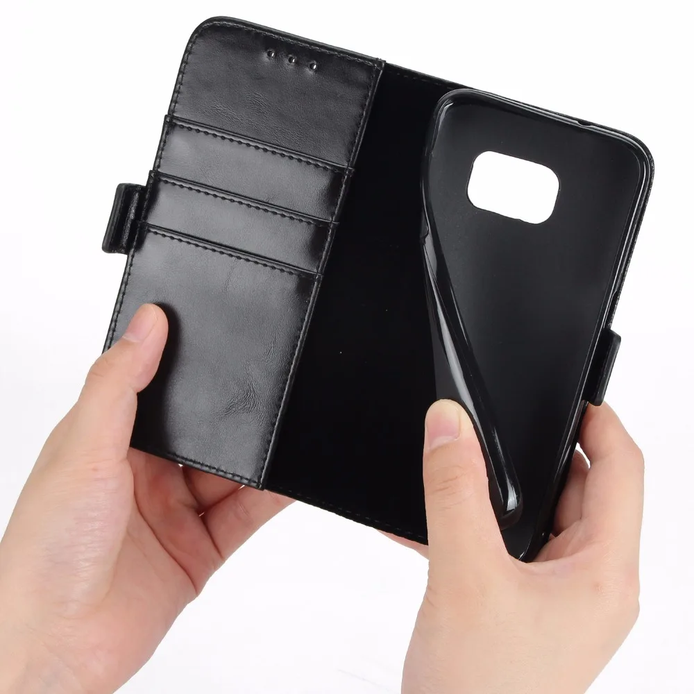 Премиальный кожаный чехол-книжка чехол с магнитной пряжкой с откидной крышкой-подставкой и мягкий чехол для задней крышки для samsung Galaxy S7 край S8 S8+ S9 S9+ плюс Note8 Note 8