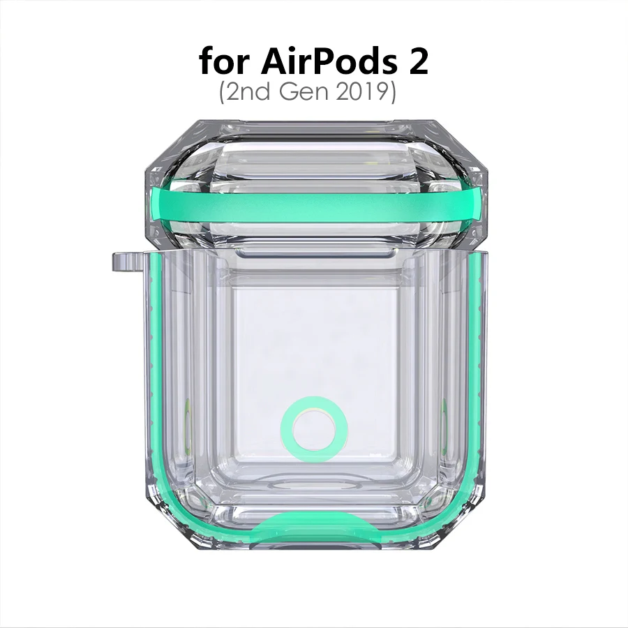 IQD для Apple AirPods чехол для зарядки 2nd Gen 1st прозрачный жесткий ТПУ Бампер защитный чехол кожа Прозрачный ударопрочный мягкий пластик - Цвет: (2nd Gen) Mint Green