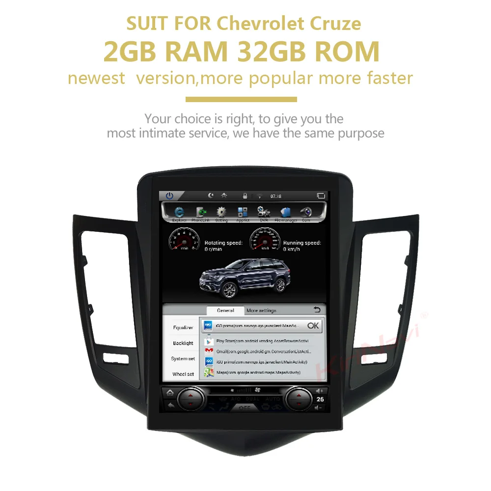 Best KiriNavi Telsa Style Vertical Screen 10.4‘’ 2din Android 7.1 radio car multimedia For Chevrolet Cruze auto multimedia stereo gps 1