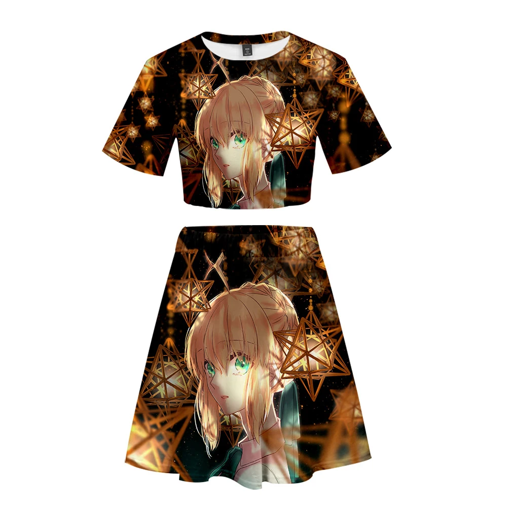 Женский комплект из 2 предметов с рисунком FATE/saty night летний короткий топ коротким