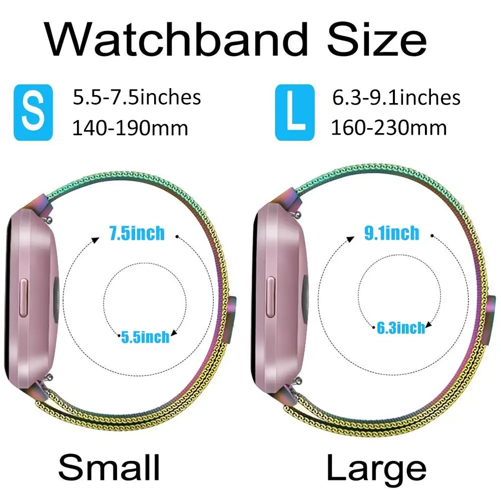 S/L магнитный с миланским плетением петля металлический ремешок для часов из нержавеющей стали ремешок для Fitbit Versa Lite Смарт часы