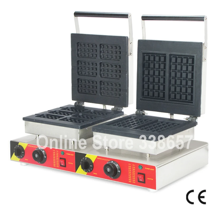 Square waffle maker/ double head waffle making machine 220V/ 110V