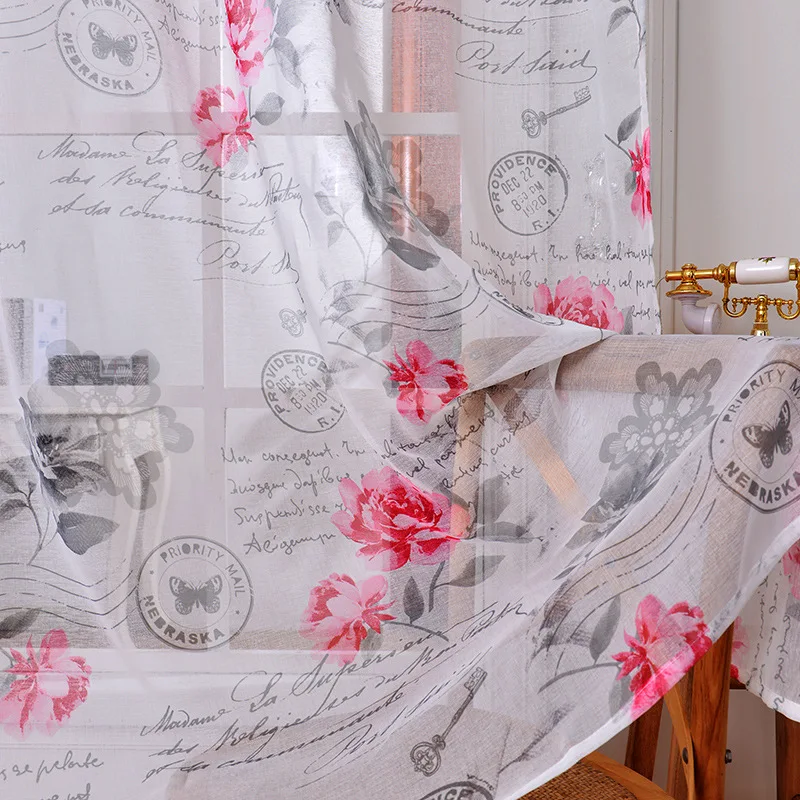 fabric sheer tulle curtains for bedroom flowers priority mail children Curtains for Living Room kitchen curtains tulles 1pc