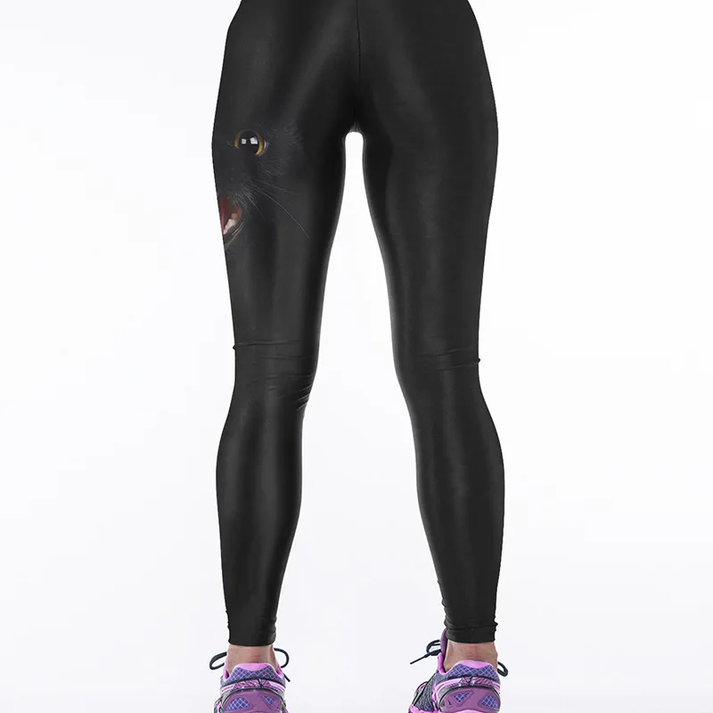 black 3d cat print leggings for female womens plus size fashion plus size cat tights