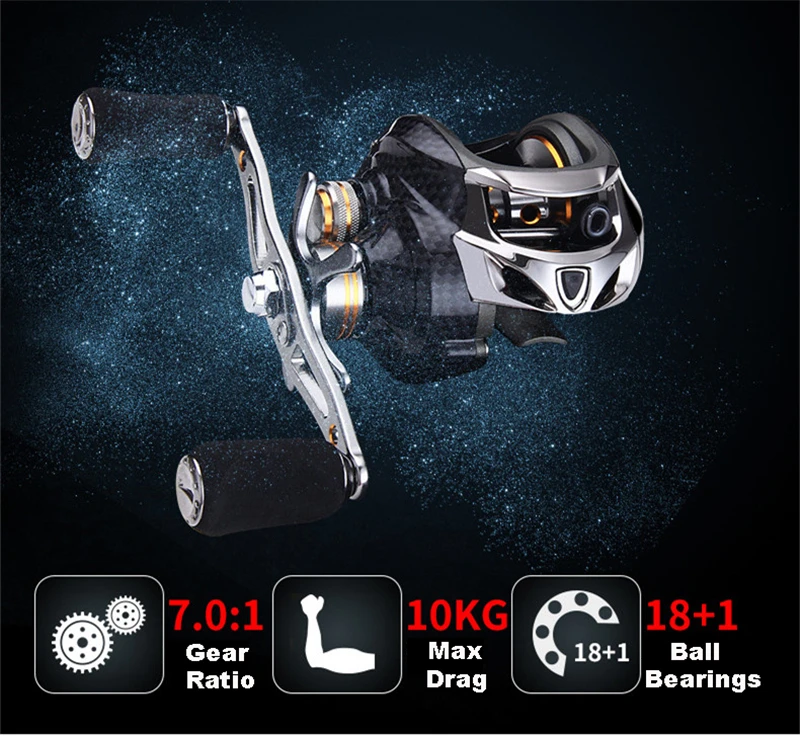 Vivid-worlD Taigek baitcasing Reel 19BB Рыболовная катушка 6,3: 1 высокоскоростная колесная Приманка в форме капли воды