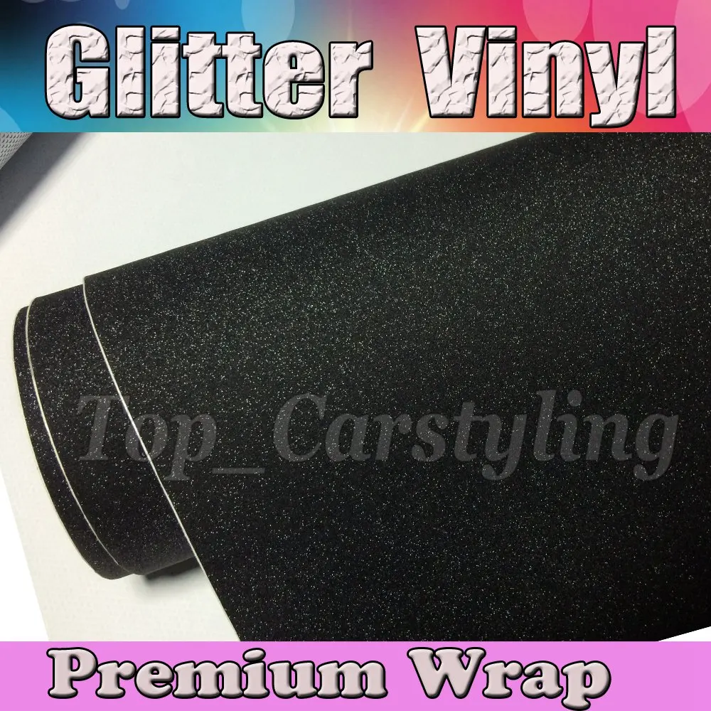 1.52x30m/roll Black Glitter Sparkle Vinyl Car Wrap Sticker With Air