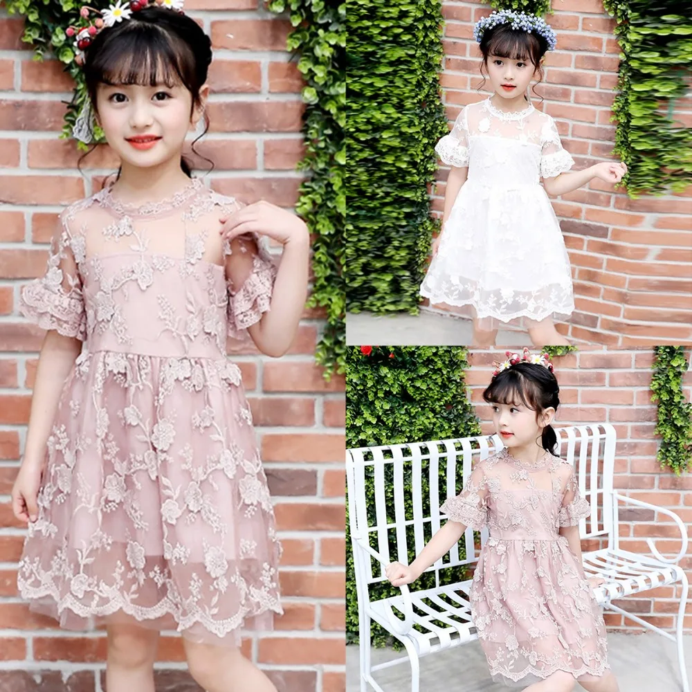 Puseky Baby Girls Princess Floral Mesh Lace Dress Toddler Girls Short ...