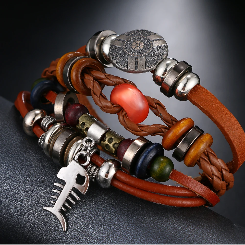 17IF браслет 16 стилей металлические кожаные браслеты мужские ювелирные изделия винтажные классические браслеты с подвесками мужские ювелирные изделия