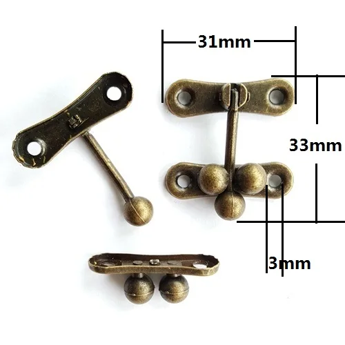 30 шт. 31*33 мм Античная бронзовая латунная Сумочка крючок оснастка с пряжкой фурнитура Декоративная Подарочная деревянная коробка шкаф Ambry Скоба для ящика
