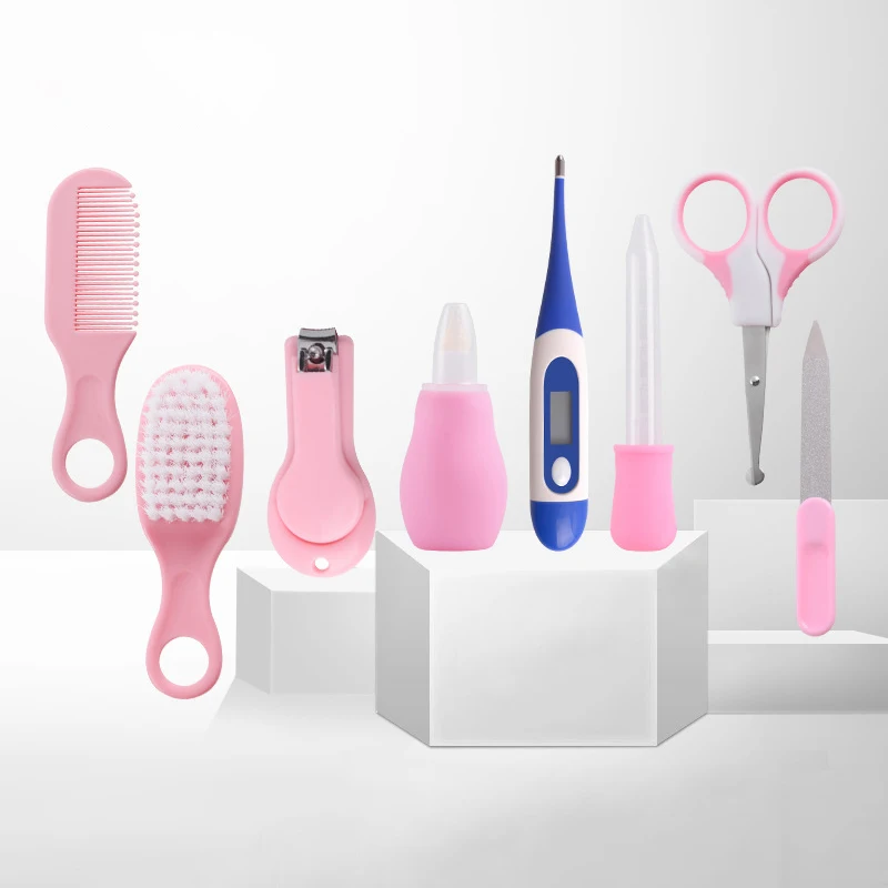 8Pcs Baby Nail Scissors Set Newborn Nail Clippers Trimmer Manicure Hair Thermometer Safety Scissors Nail Care Suit Baby Care
