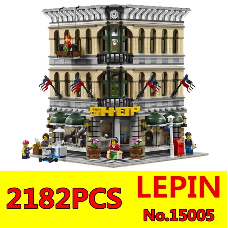 ФОТО City Creator LEPIN 15005 2182pcs Grand Emporium Model Building Kits Action Figure Brick Toy Compatible Children Toys Gift 10211
