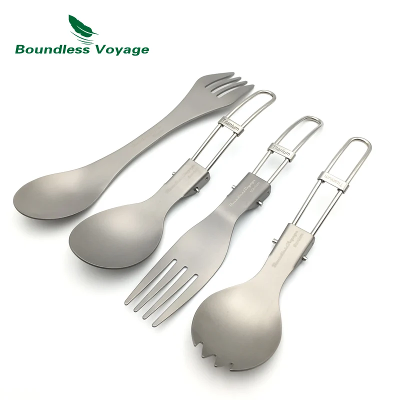 Boundless Voyage Titanium Spork Fork Cutlery Set Titanium Spoon Camping