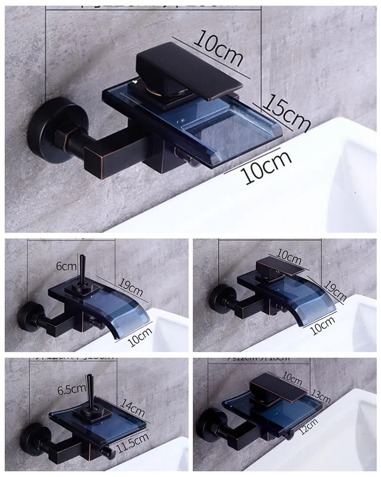 Настенный смеситель для ванной с ручным душевой ванной Душевой кран Набор масляных щебень Бронзовый готовый стеклянный наконечник черный кран для ванной