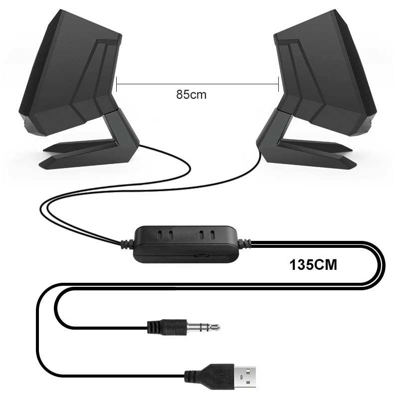 Проводные компьютерные динамики USB AUX колонка с усилением басов для ПК ноутбука