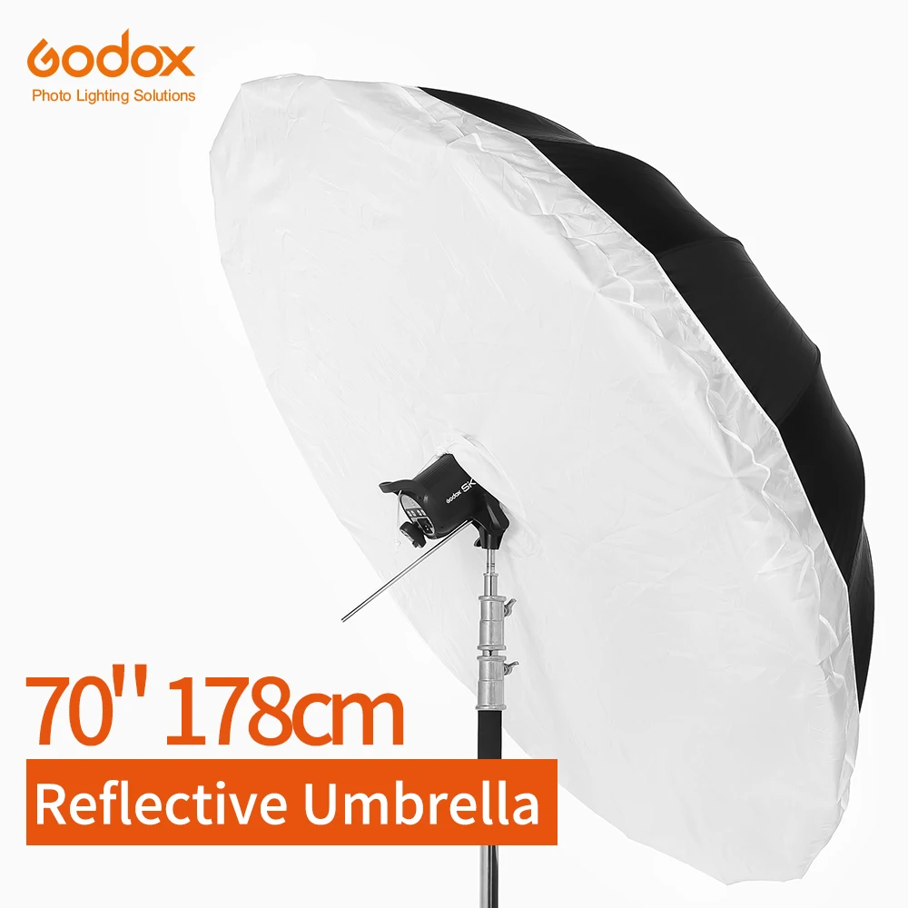 

Godox Studio Photogrphy Umbrella 70 inch 178cm Black Silver Reflective Umbrella + Large Diffuser Cover For Studio Shooting