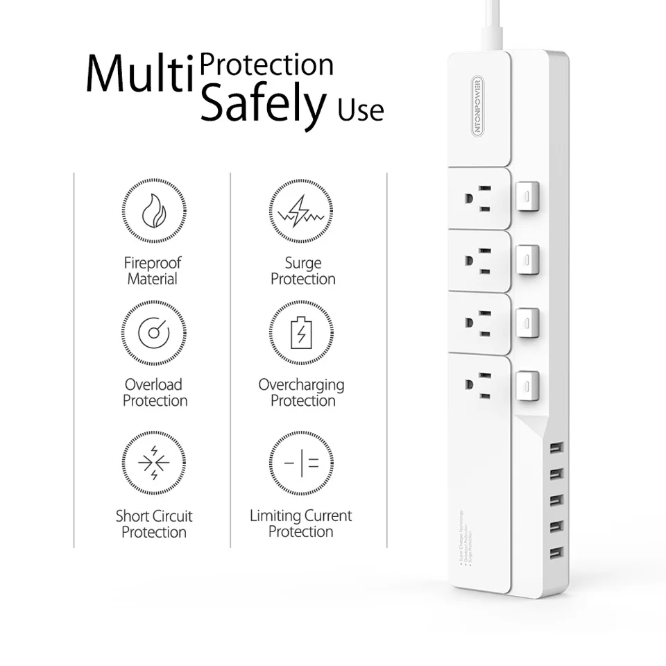 NTON POWER NSJ штепсельная вилка стандарта США с usb зарядным устройством защита от