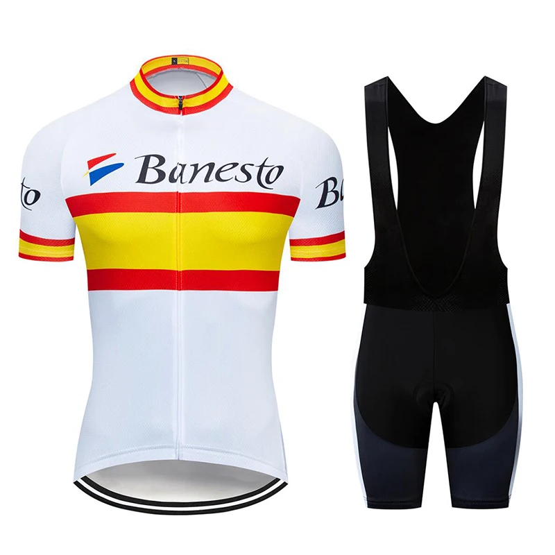

Banesto Cycling clothing set Classic short sleeve bike clothing blue cycling jersey white shorts Cycling clothes