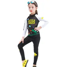 Быстросохнущий купальник из 2 предметов, унисекс, детская одежда с длинными рукавами и рисунком, одежда для защиты от солнца