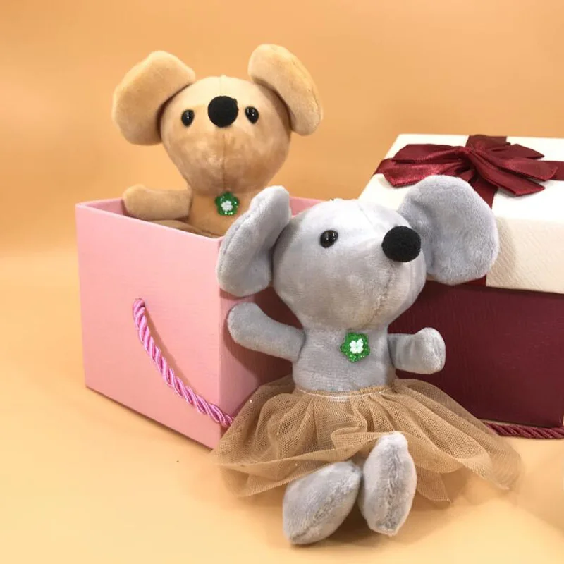 

Cute Little Mouse Doll Plush Doll Stuffed Animal Mini Yarn Skirt Ratchet Bag Key Ring Doll Decoration Children's Bag Ornaments