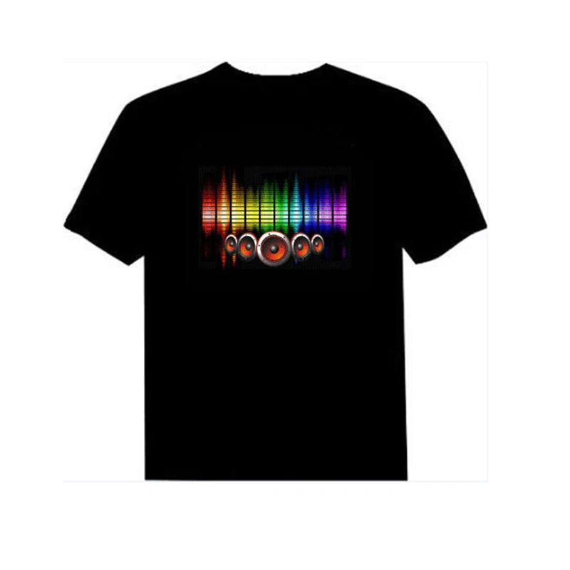 2018 продажа звук футболка свет вверх и вниз мигающий эквалайзер EL футболка для мужчин для рок дисковечерние тека DJ футболка